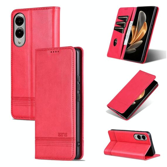 Per Samsung Galaxy S25 Edge 5G AZNS Custodia per telefono in pelle con texture di vitello magnetica (rosso)