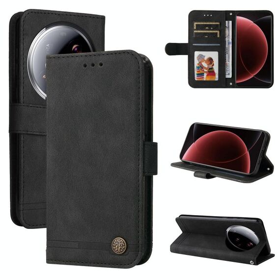 Per Xiaomi 15 Ultra Skin Feel Life Tree Custodia in pelle con bottoni in metallo (nero)