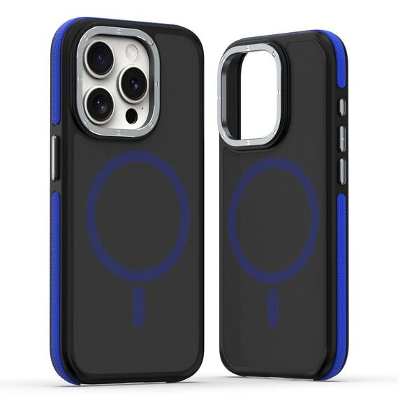 Per iPhone 15 Pro Max Custodia per telefono MagSafe Dual-Color Skin Feel (Nero Blu)