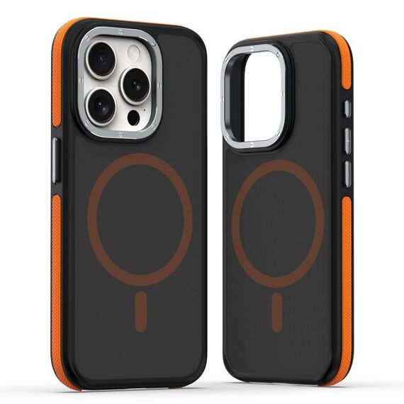 Per iPhone 15 Pro Max Custodia per telefono MagSafe Dual-Color Skin Feel (nero arancione)