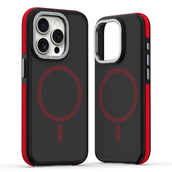 Per iPhone 15 Pro Max Custodia per telefono MagSafe Dual-Color Skin Feel (Nero Rosso)