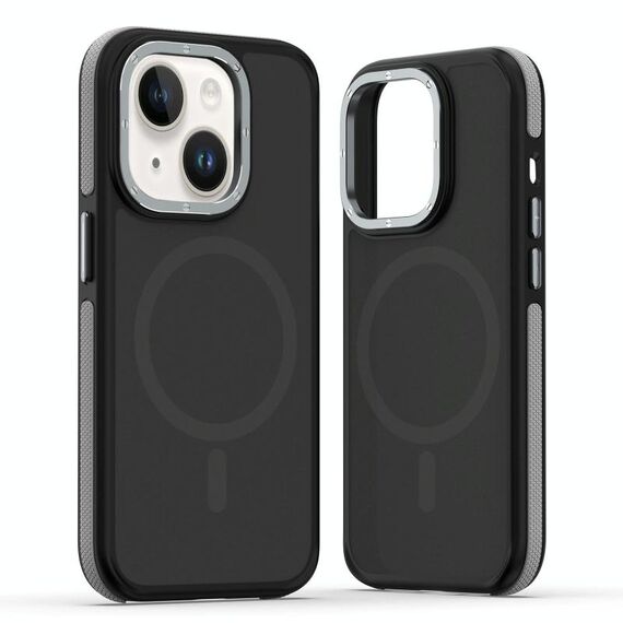 Per iPhone 14 Plus Custodia per telefono MagSafe Dual-Color Skin Feel (Nero Grigio)