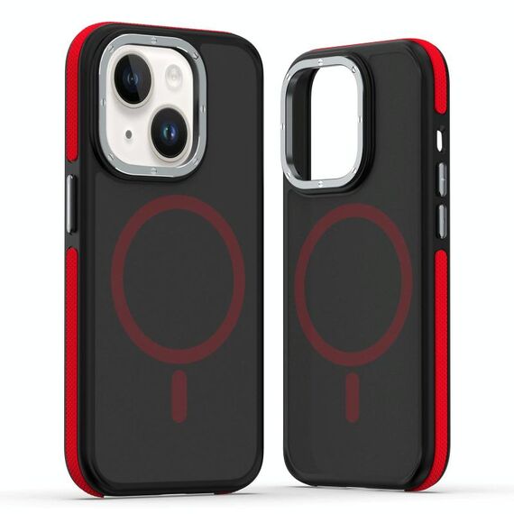 Per iPhone 14 Plus Custodia per telefono MagSafe Dual-Color Skin Feel (Nero Rosso)
