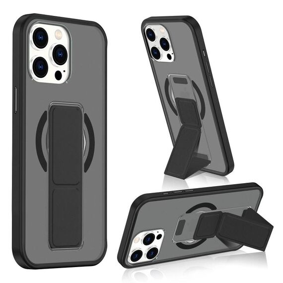 Per iPhone 14 Pro Custodia per telefono con cinturino in pelle opaca MagSafe (nero)