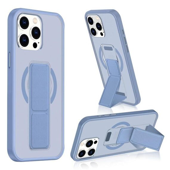 Per iPhone 15 Pro Custodia per telefono con cinturino in pelle opaca MagSafe (blu)