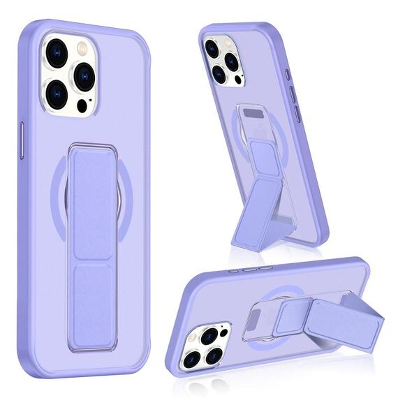 Per iPhone 15 Pro Max Custodia per telefono con cinturino in pelle opaca MagSafe (viola)