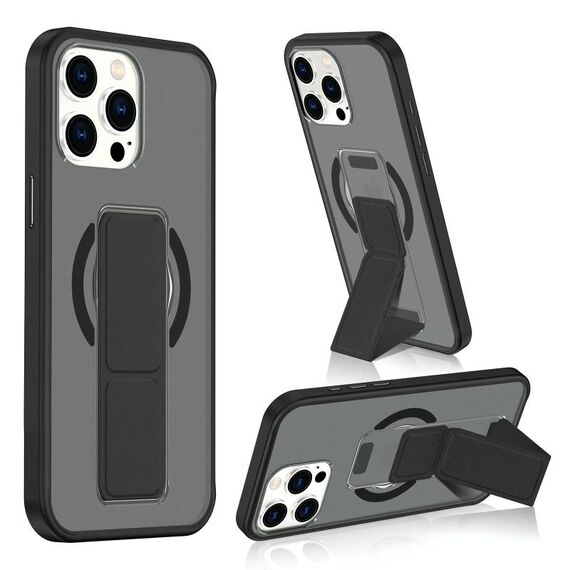 Per iPhone 15 Pro Max Custodia per telefono con cinturino in pelle opaca MagSafe (nero)