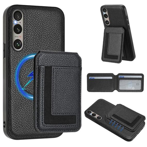 Per Sony Xperia 1 VI CX01 Custodia per telefono con porta carte magnetico Magsafe staccabile (nero)