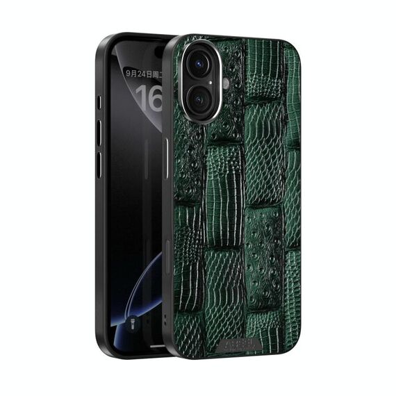 Per iPhone 16 Plus ABEEL Beast Pattern 6D Micro-Embossed MagSafe Custodia per telefono in vera pelle (verde)