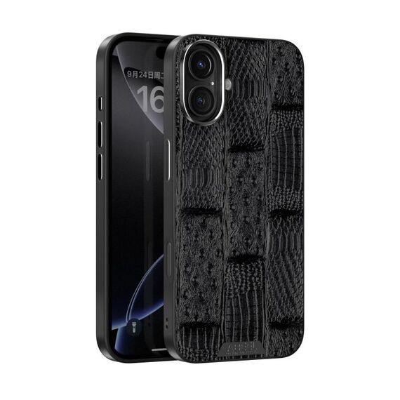 Per iPhone 16 ABEEL Beast Pattern 6D Micro-Embossed MagSafe Custodia per telefono in vera pelle (nero)
