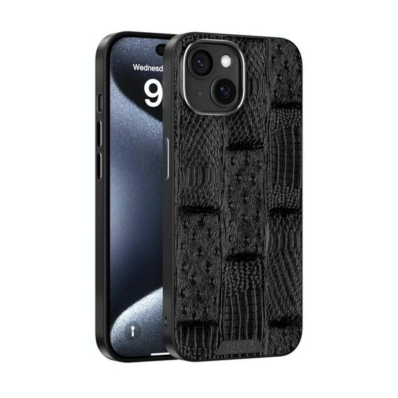 Per iPhone 14 Plus ABEEL Beast Pattern 6D Micro-Embossed MagSafe Custodia per telefono in vera pelle (nero)