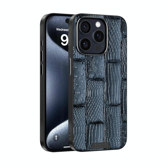 Per iPhone 13 Pro ABEEL Beast Pattern 6D Micro-Embossed MagSafe Custodia per telefono in vera pelle (blu)