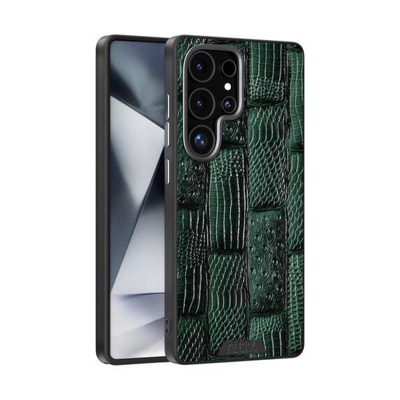 Per Samsung Galaxy S25 Ultra 5G ABEEL Beast Pattern 6D Micro-Embossed MagSafe Custodia per telefono in vera pelle (verde)