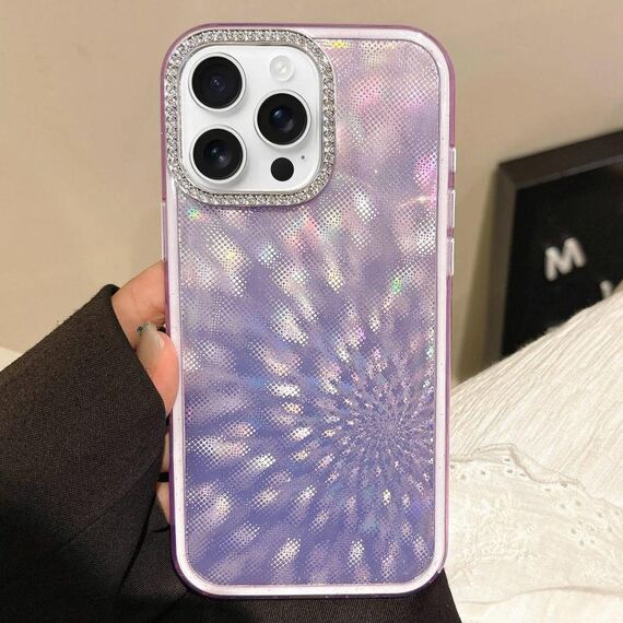 Per iPhone 16 Pro Diamond Lens Frame Glare Custodia per telefono in TPU ibrido per PC (viola scuro)