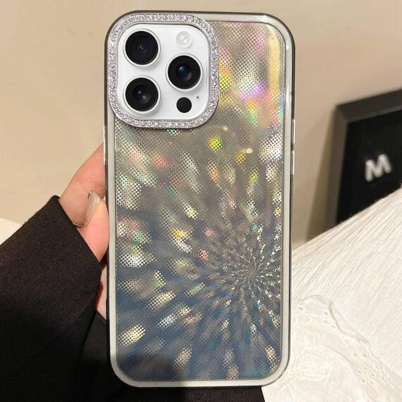 Per iPhone 14 Pro Diamond Lens Frame Glare Custodia per telefono in TPU ibrido per PC (nero)