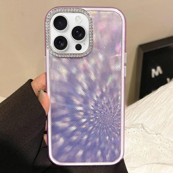Per iPhone 12 Pro Diamond Lens Frame Glare Custodia per telefono in TPU ibrido per PC (viola scuro)
