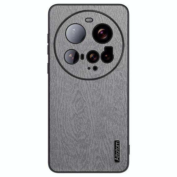 Per Xiaomi 15 Ultra Custodia antiurto in pelle con corteccia d'albero (grigio)