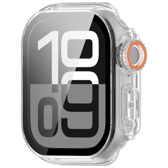 Per Apple Watch Series 9/8/7 41mm Passa a Ultra 49mm Pellicola temperata Cassa per orologio con pulsante PC integrato (colore trasparente)