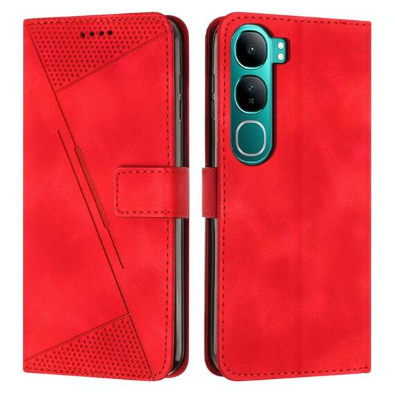Per vivo Y300 Global / V40 Lite IDN Dream Triangle Custodia in pelle per telefono con cordino (rosso)