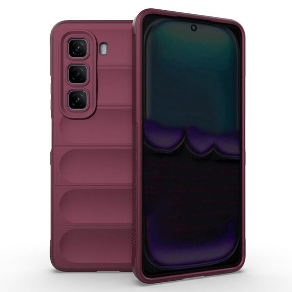 Per Infinix Hot 50 4G Global Magic Shield TPU + custodia per telefono in flanella (rosso vino)