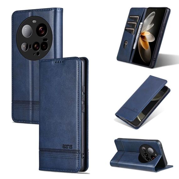 Per Xiaomi 15 Ultra AZNS Custodia per telefono in pelle con texture di vitello magnetica (blu scuro)