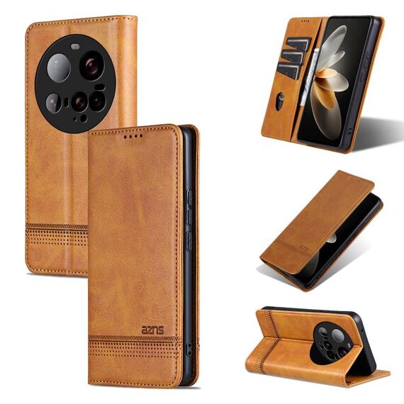 Per Xiaomi 15 Ultra AZNS Custodia per telefono in pelle con texture di vitello magnetica (marrone chiaro)