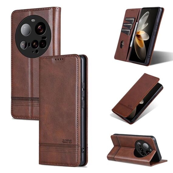 Per Xiaomi 15 Ultra AZNS Custodia per telefono in pelle con texture di vitello magnetica (marrone scuro)