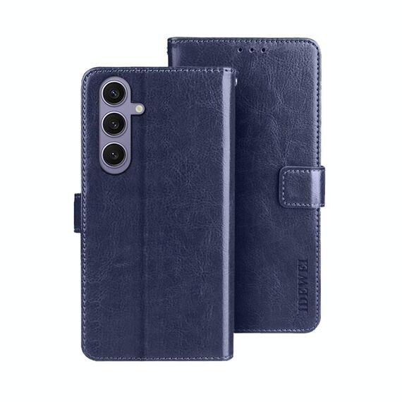 Per Samsung Galaxy S25+ 5G idewei Crazy Horse Texture Custodia in pelle per telefono (blu)