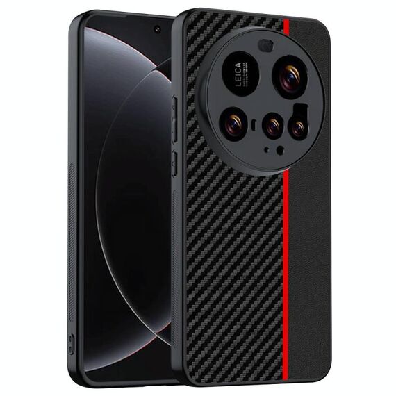 Per Xiaomi 15 Ultra Custodia per telefono con stampa in fibra di carbonio ultra sottile (nero rosso)