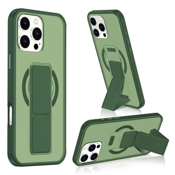 Per iPhone 16 Pro Max Custodia per telefono con cinturino in pelle opaca MagSafe (verde scuro)