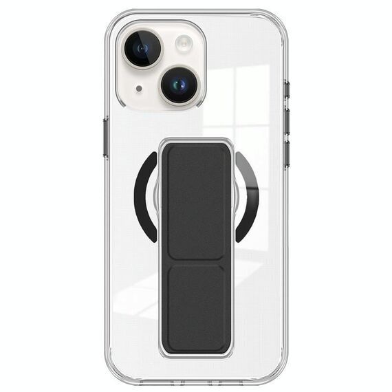 Per iPhone 15 Custodia per telefono con cinturino trasparente MagSafe (nero)