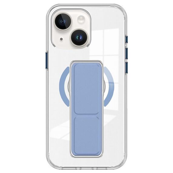 Per iPhone 15 Custodia per telefono con cinturino trasparente MagSafe (blu)