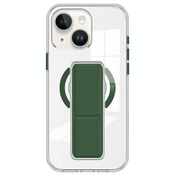 Per iPhone 15 Custodia per telefono con cinturino trasparente MagSafe (verde scuro)