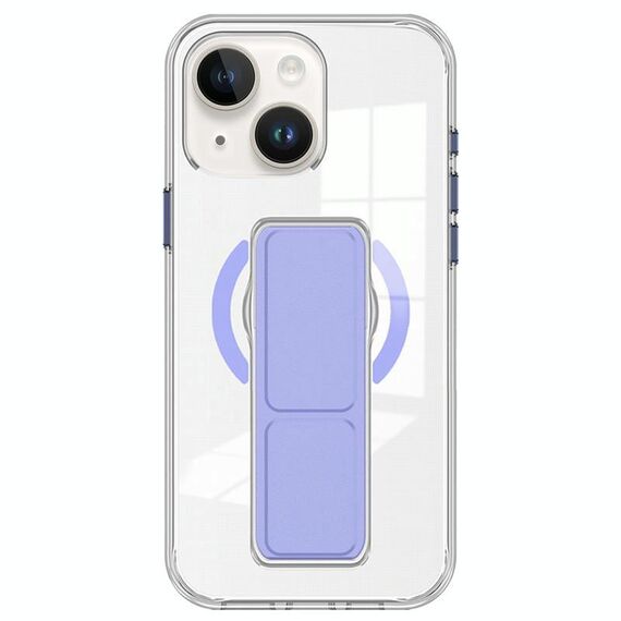Per iPhone 15 Plus / 14 Plus Custodia per telefono con cinturino trasparente MagSafe (viola)