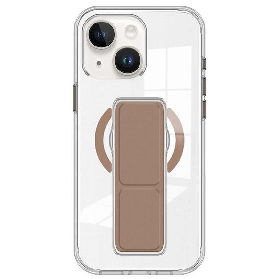Per iPhone 15 Plus / 14 Plus Custodia per telefono con cinturino trasparente MagSafe (marrone)