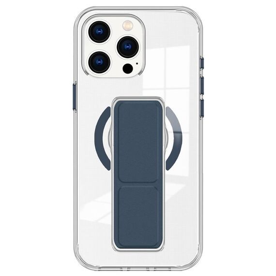 Per iPhone 15 Pro Max Custodia per telefono con cinturino trasparente MagSafe (blu scuro)
