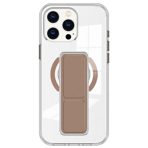 Per iPhone 15 Pro Max Custodia per telefono con cinturino trasparente MagSafe (marrone)
