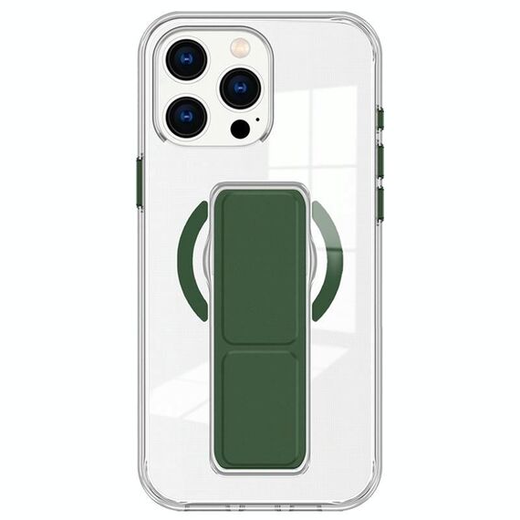 Per iPhone 15 Pro Max Custodia per telefono con cinturino trasparente MagSafe (verde scuro)