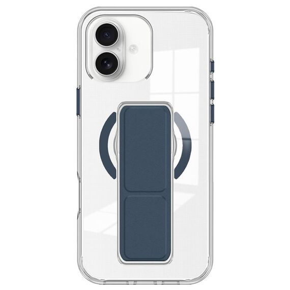 Per iPhone 16 Plus Custodia per telefono con cinturino trasparente MagSafe (blu scuro)