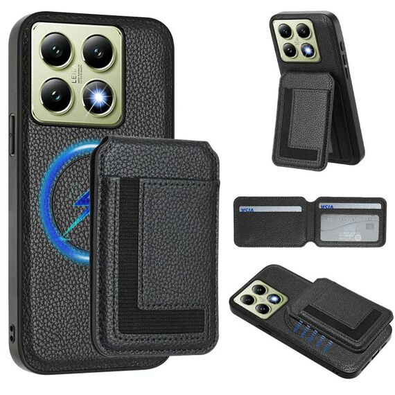 Per Xiaomi 14T Pro CX01 Custodia per telefono con custodia magnetica Magsafe staccabile (nero)