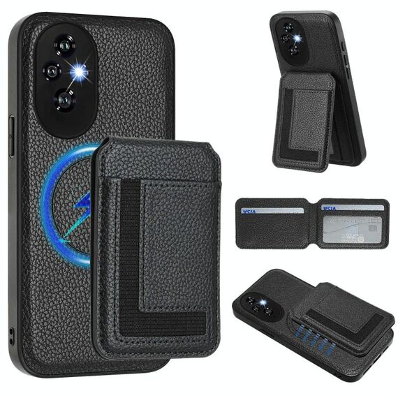 Per Honor 200 Pro CX01 Custodia per telefono con custodia magnetica Magsafe staccabile (nera)