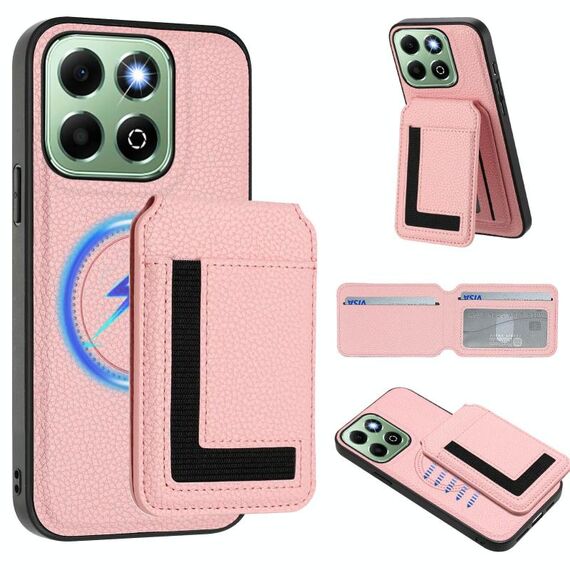 Per Honor X6b CX01 Custodia per telefono con porta carte magnetico Magsafe staccabile (rosa)