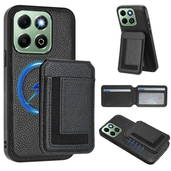 Per Honor X6b CX01 Custodia per telefono con porta carte magnetico Magsafe staccabile (nero)
