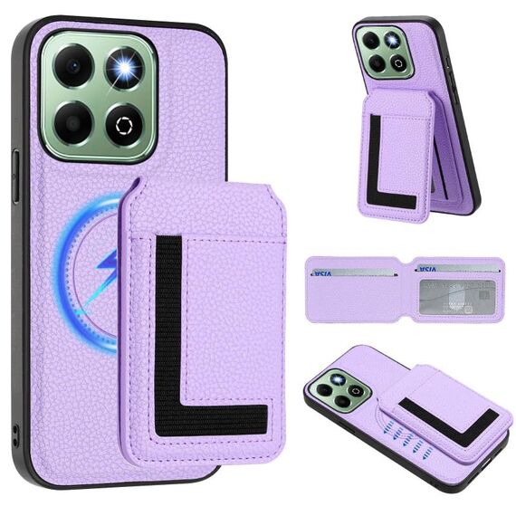 Per Honor X6b CX01 Custodia per telefono con porta carte magnetico Magsafe staccabile (viola chiaro)