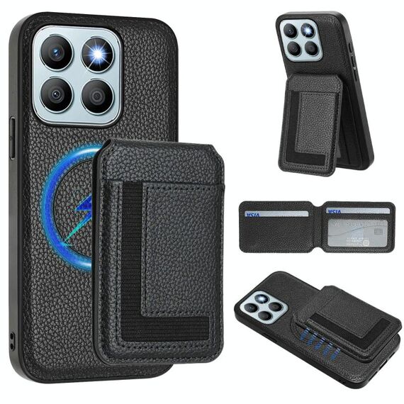 Per Honor X8b CX01 Custodia per telefono con porta carte magnetico Magsafe staccabile (nero)