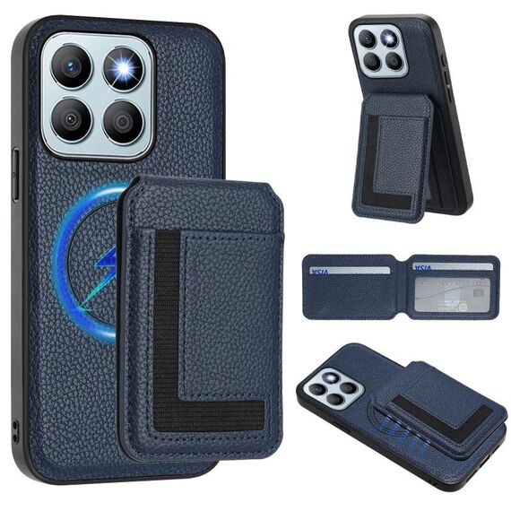 Per Honor X8b CX01 Custodia per telefono con porta carte magnetico Magsafe staccabile (blu scuro)