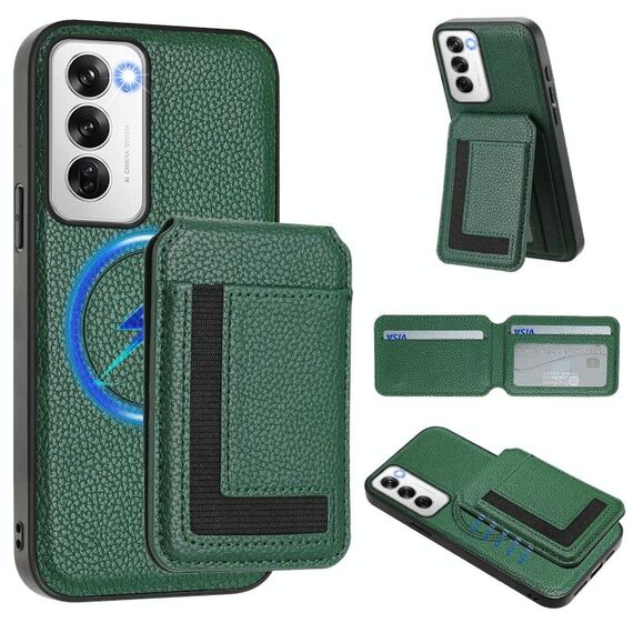 Per OPPO Reno12 Pro Global CX01 Custodia per telefono con custodia magnetica Magsafe staccabile (verde pavone)
