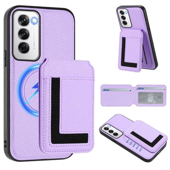 Per OPPO Reno12 Global CX01 Custodia per telefono con custodia magnetica Magsafe staccabile (viola chiaro)
