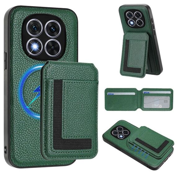 Per Redmi Note 14 Pro+ 5G CX01 Custodia per telefono con custodia magnetica Magsafe staccabile (verde pavone)