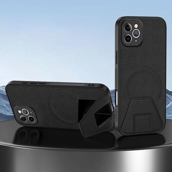 Per iPhone 11 Pro Max Custodia per telefono integrata con supporto invisibile magnetico MagSafe con texture in pelle di pecora (nero)